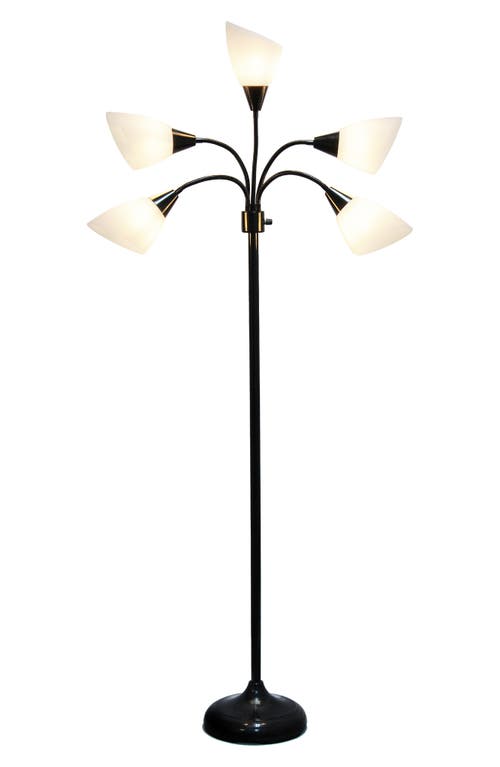 Shop Lalia Home Five Light Goose Neck Floor Lamp In Black/white Shades