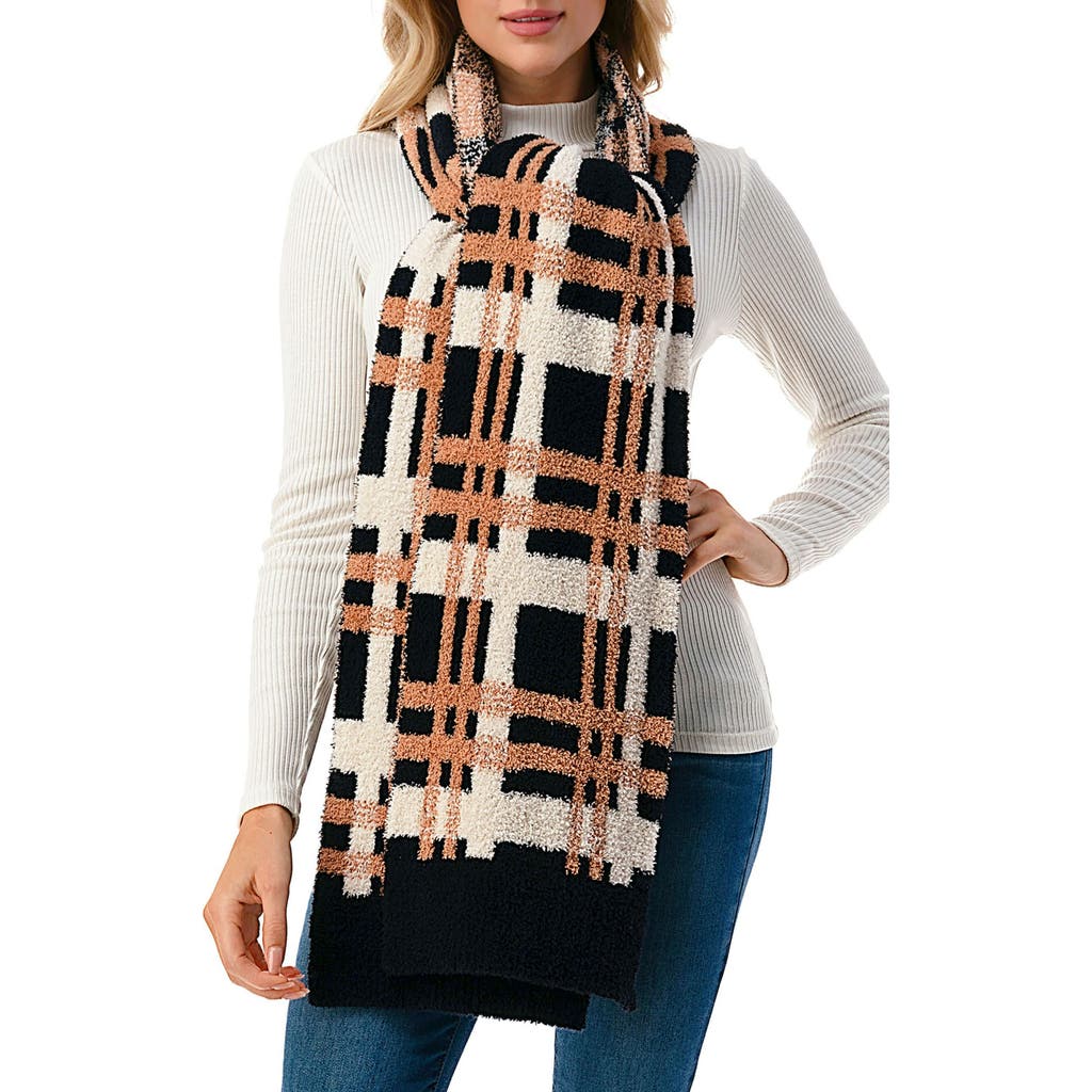 Marcus Adler Plaid Cozy Scarf In Black