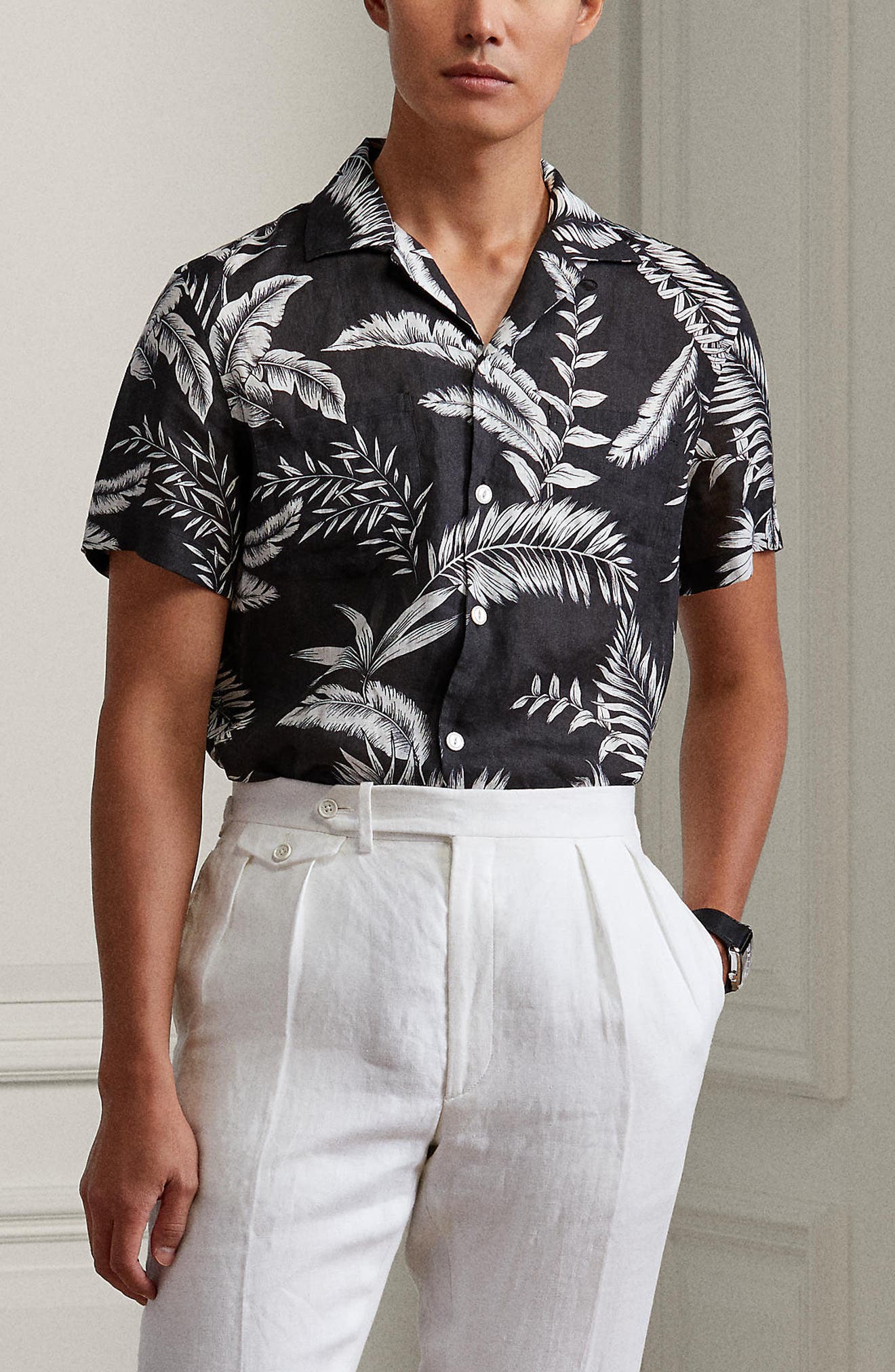 ralph lauren white short sleeve button down