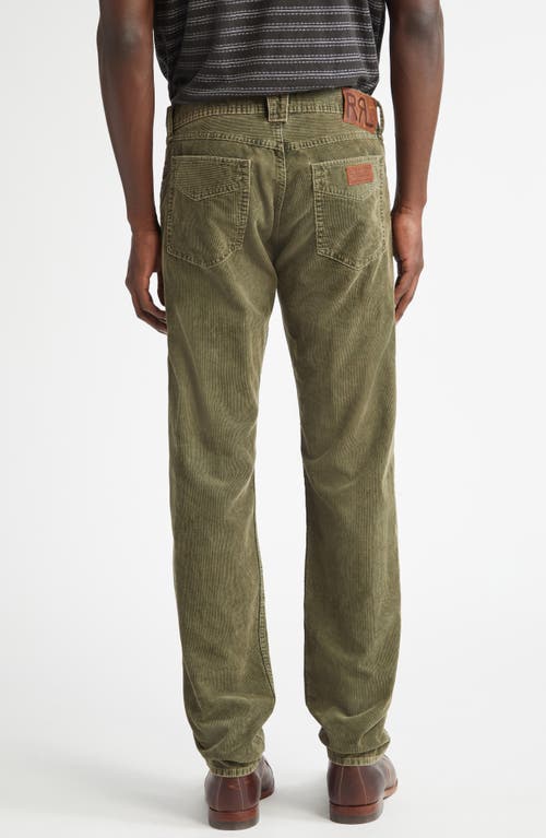 Shop Double Rl Buck Cotton Corduroy 5-pocket Pants In Olive