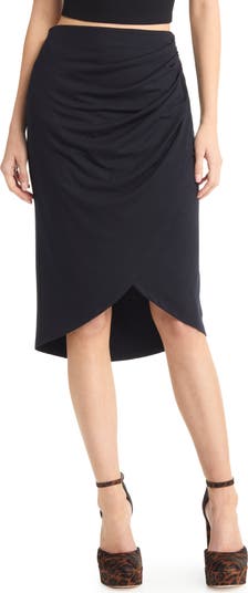 Ruched tulip shop hem skirt