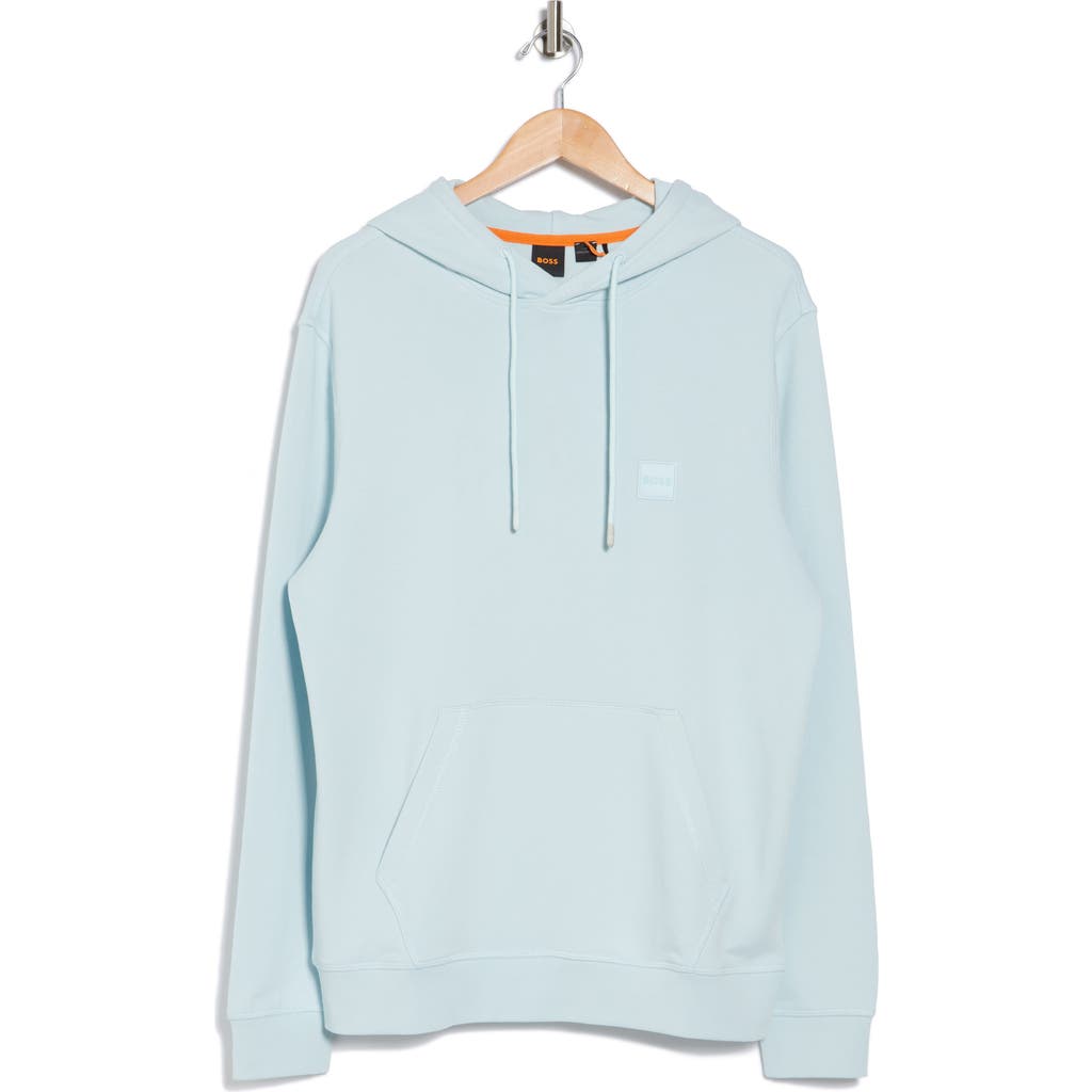 Hugo Boss Boss Wetalk Cotton Pullover Hoodie In Open Blue