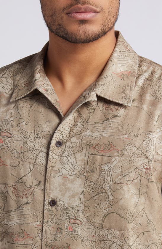 Shop Treasure & Bond Map Print Camp Shirt In Olive Night Vintage Map
