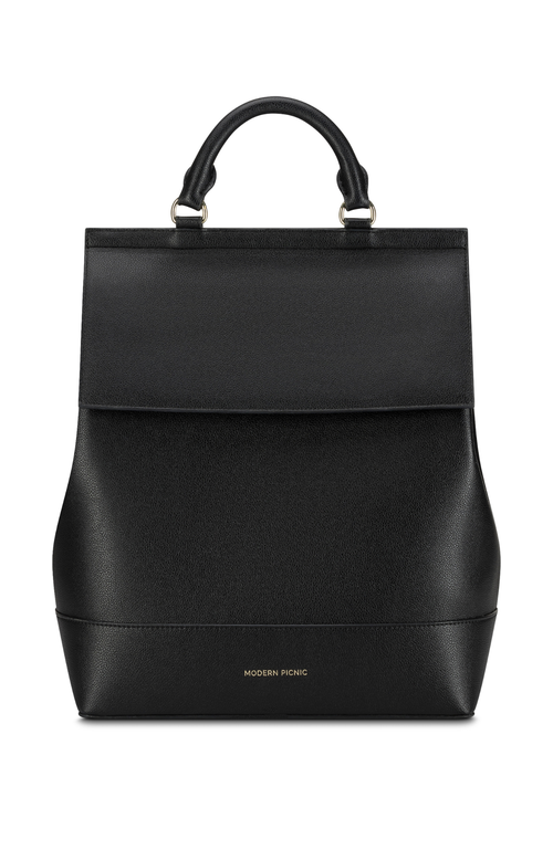 Modern Picnic The Grained Vegan Leather Backpack In Black