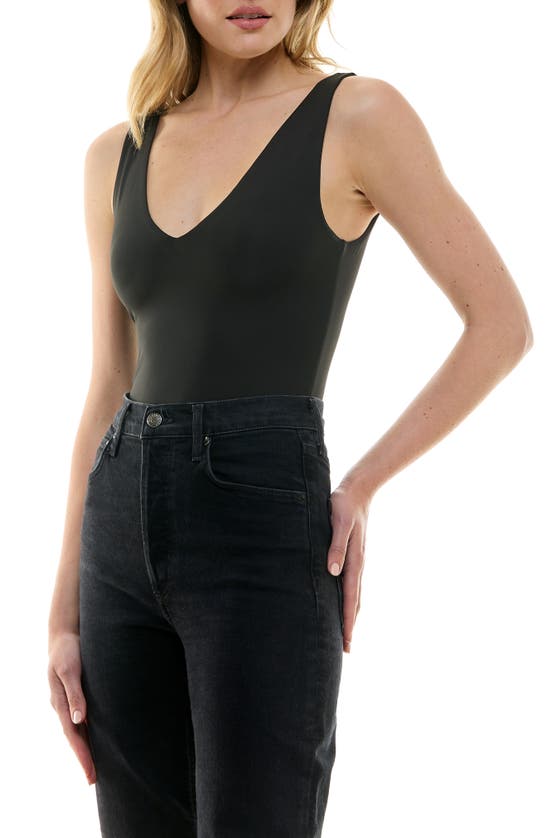 Shop Urban Social Double V Sleeveless Bodysuit In Black