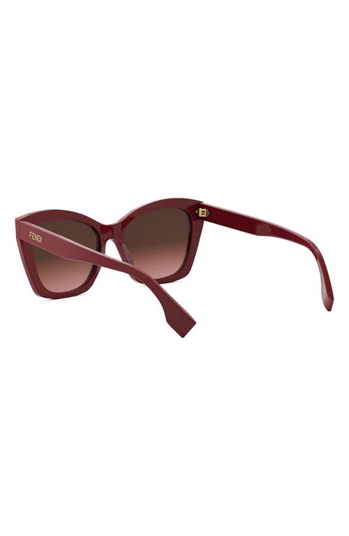 Shop Fendi ' Lettering 55mm Gradient Square Sunglasses In Shiny Red/gradient Brown