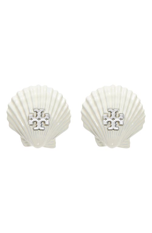 Tory Burch Shell Stud Earrings in Tory Silver /Ivory at Nordstrom