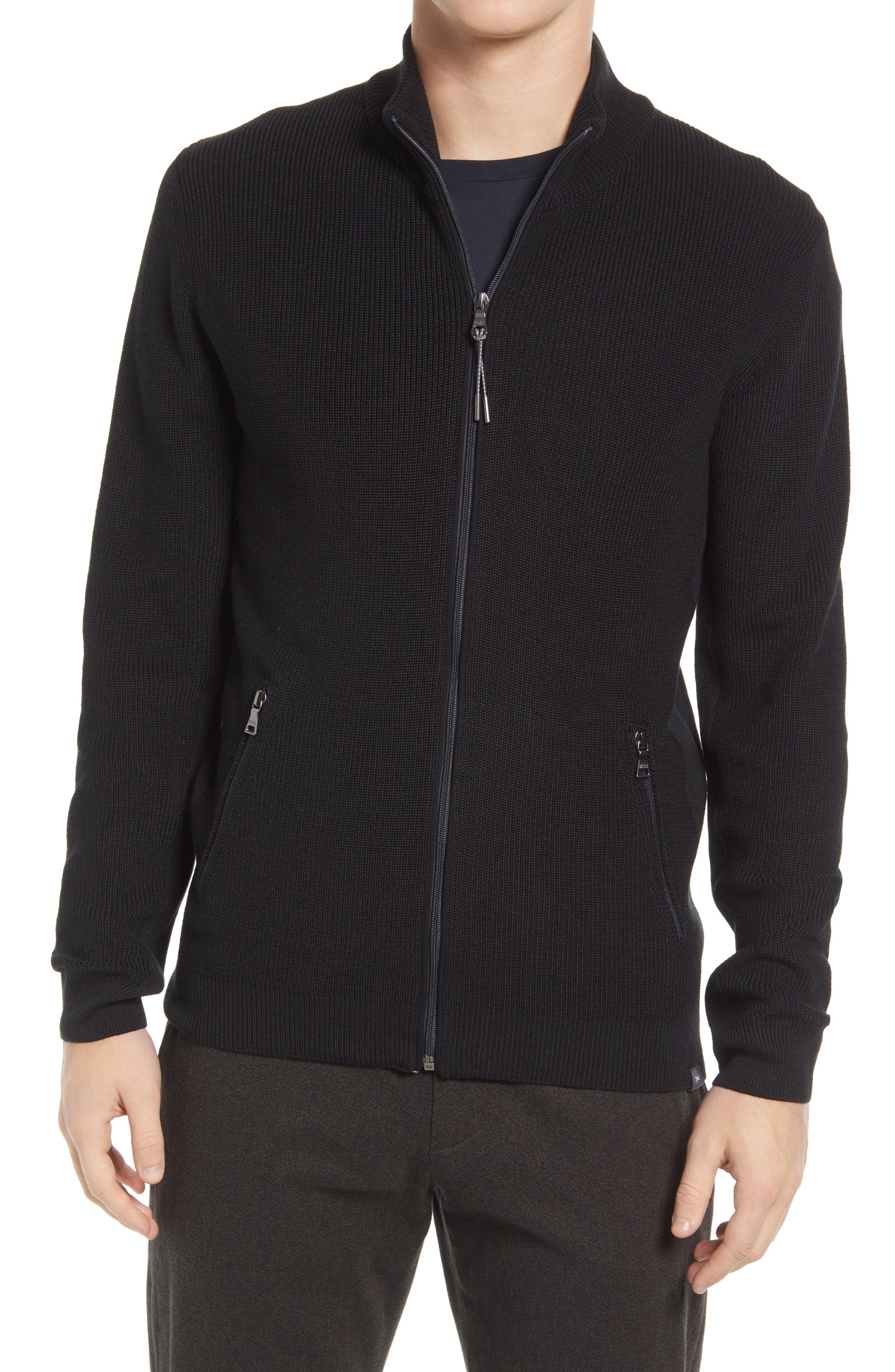 mens black zipper sweater