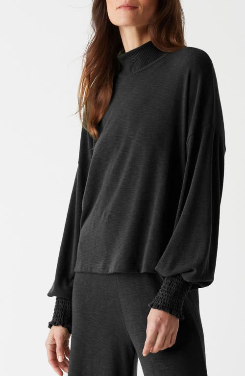 Shop Michael Stars Lila Mock Neck Knit Top In Black