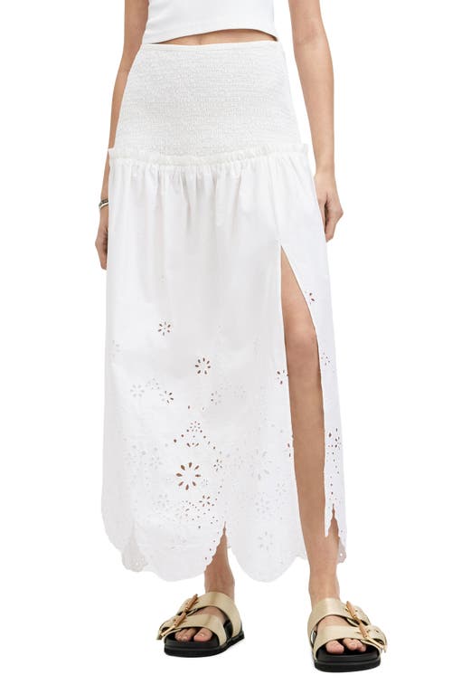 AllSaints Alex Eyelet Embroidery Cotton Skirt Off White at Nordstrom, Us