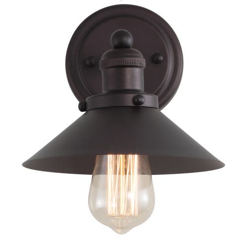 Jonathan Y July 1-light Metal Shade Sconce In Bronze/black