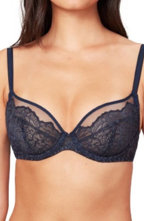 Liberté Bowery Lace & Mesh Underwire Plunge Bra in Midnight at Nordstrom, Size 32H