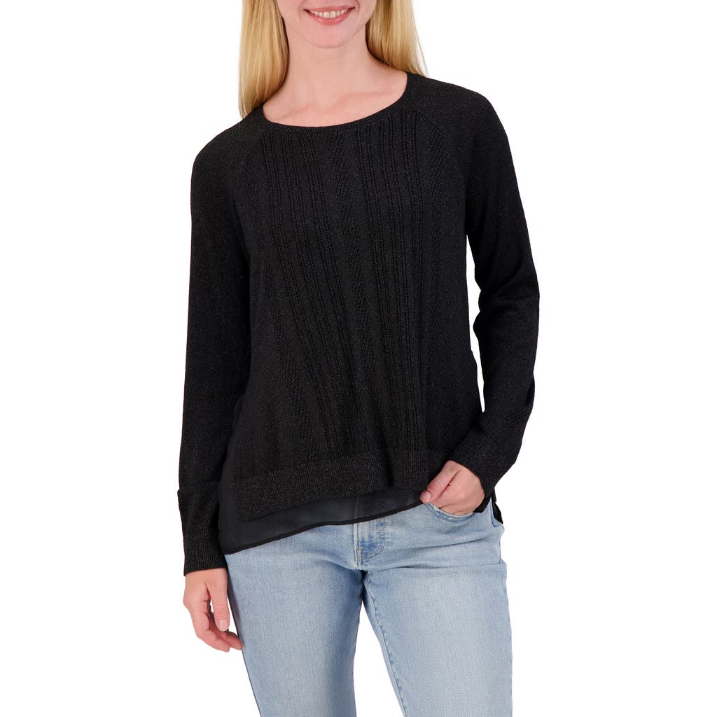 LUCKY BRAND LUCKY BRAND MIXED MEDIA LUREX CREW SWEATER