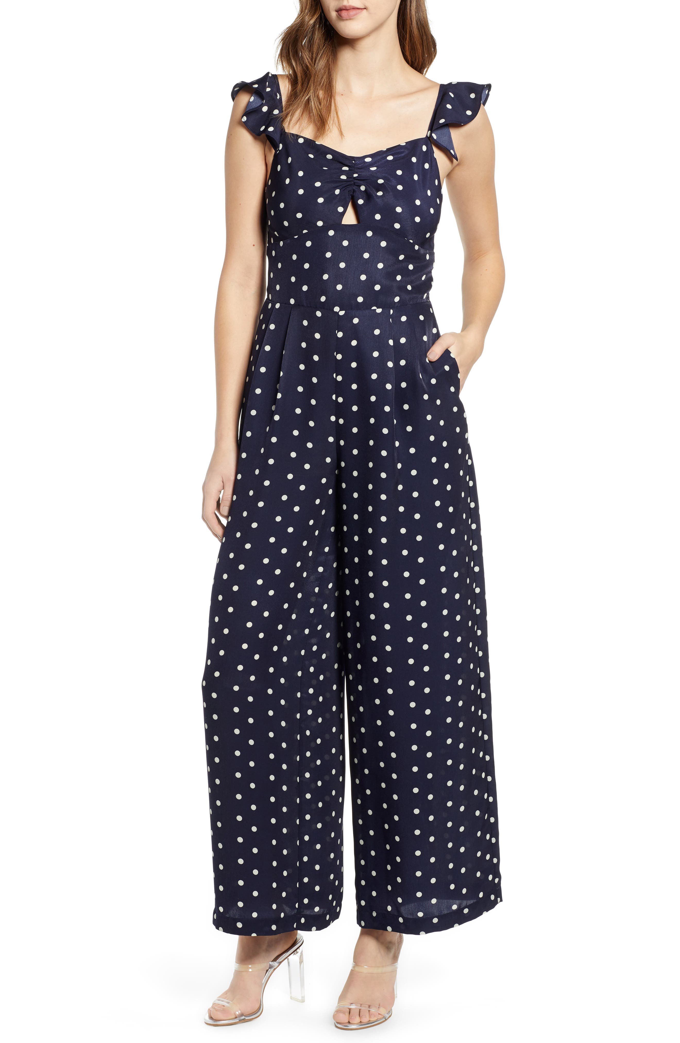 Leith Ruffle Strap Jumpsuit, Blue