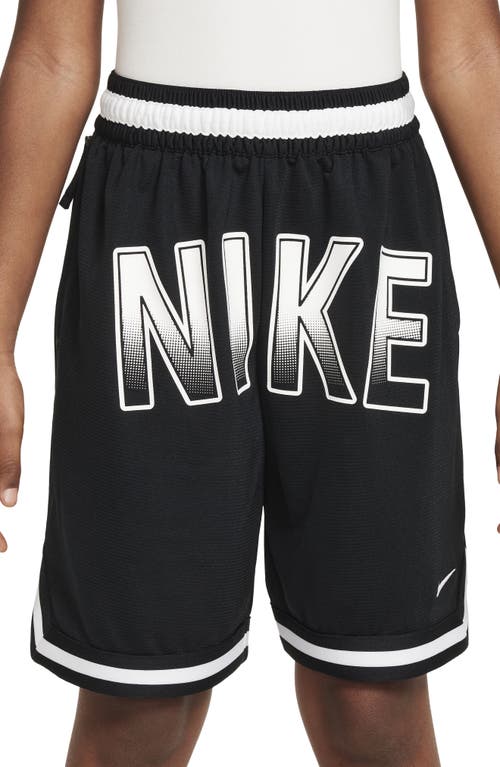 Shop Nike Kids' Dri-fit Dna Mesh Basketball Shorts In Black/white