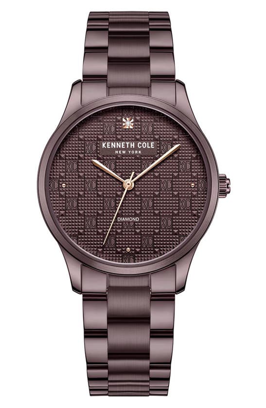 Kenneth Cole Genuine Diamond Bracelet Watch, 34.5mm In Brown