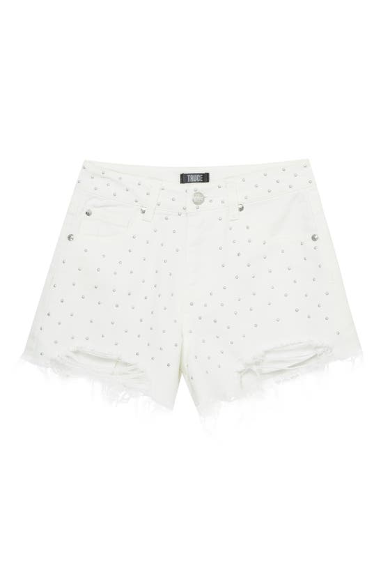 Shop Truce Kids' Studded Denim Shorts In Off-white