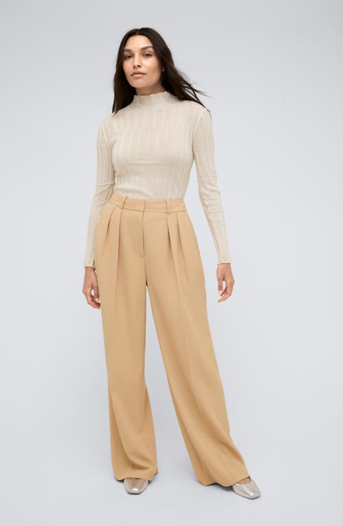 Shop Kenneth Cole Pleated High Waist Wide Leg Pants In Moonlight