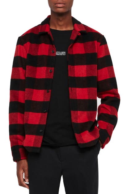 Click to view more detailed imagery on our partner's website Allsaints Drytown Regular Fit Plaid Button-up Flannel Overshirt In Red/ Black