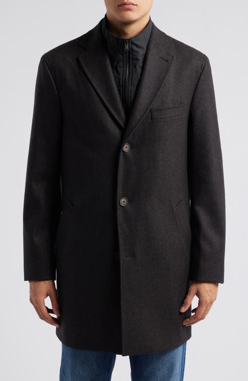 Jack Victor Delroy Wool Topcoat with Removable Bib in Chocolate Brown 