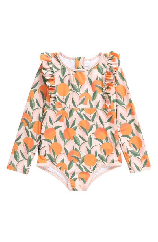 Shop Tiny Tribe Kids' Orange Grove Frill Long Sleeve One-piece Swimsuit