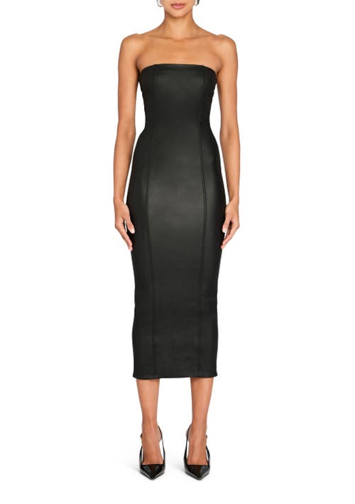 Shop Ser.o.ya Adalaide Coated Denim Midi Dress In Coated Black