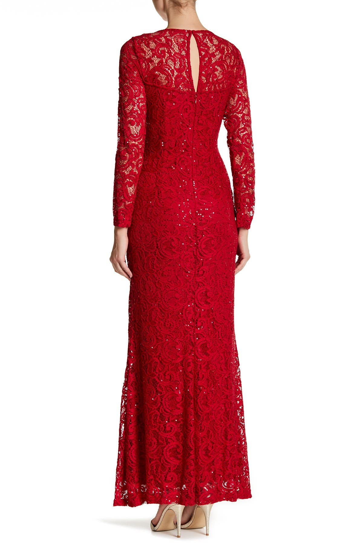 marina long sleeve lace gown