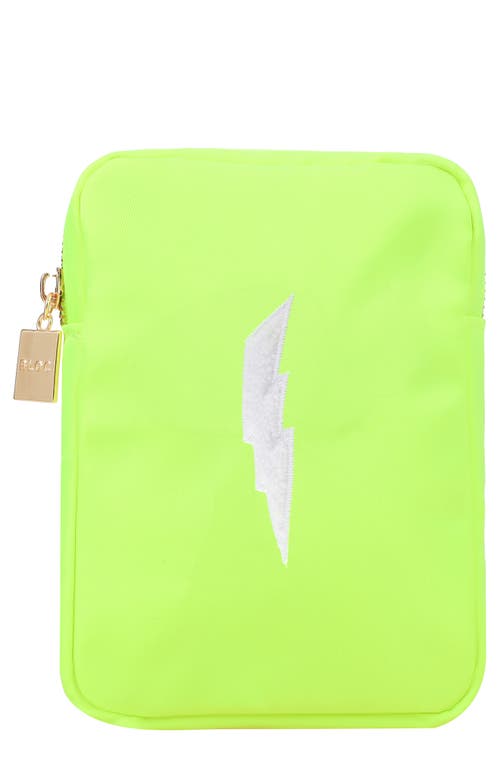 Mini Lightening Bolt Cosmetics Bag in Neon Yellow