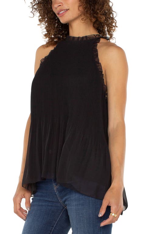 Shop Liverpool Sleeveless Ruffle Plissé Top In Black