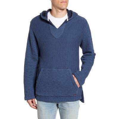 Faherty Interloop Regular Fit Hooded Poncho, Blue