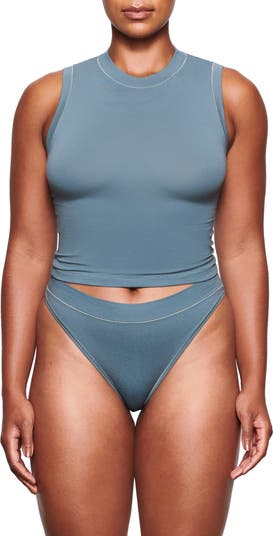 Skims Cotton Rib Bodysuit In Deep Sea Gray Size M - $45 (27% Off