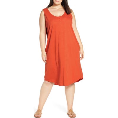 Plus Size Caslon Shirttail Hem Tank Dress, Orange