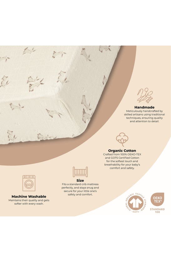 Crane Baby Avery Print Organic Cotton Muslin Fitted Crib Sheet In Bunny