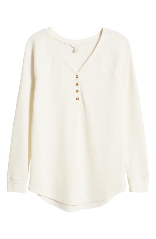 Shop Caslonr Caslon(r) Waffle Knit Cotton Blend Henley Top In Ivory Pristine