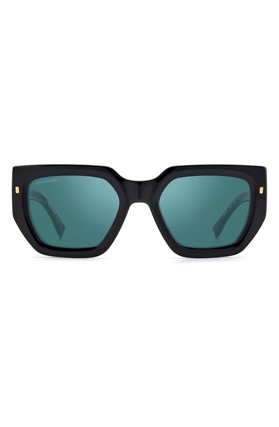 Shop Dsquared2 53mm Rectangular Sunglasses In Black/ Teal