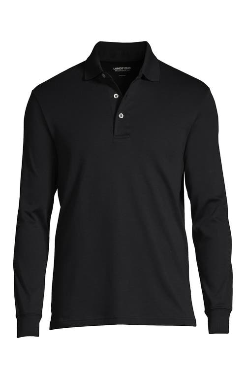 Shop Lands' End Long Sleeve Cotton Supima Polo Shirt In Black