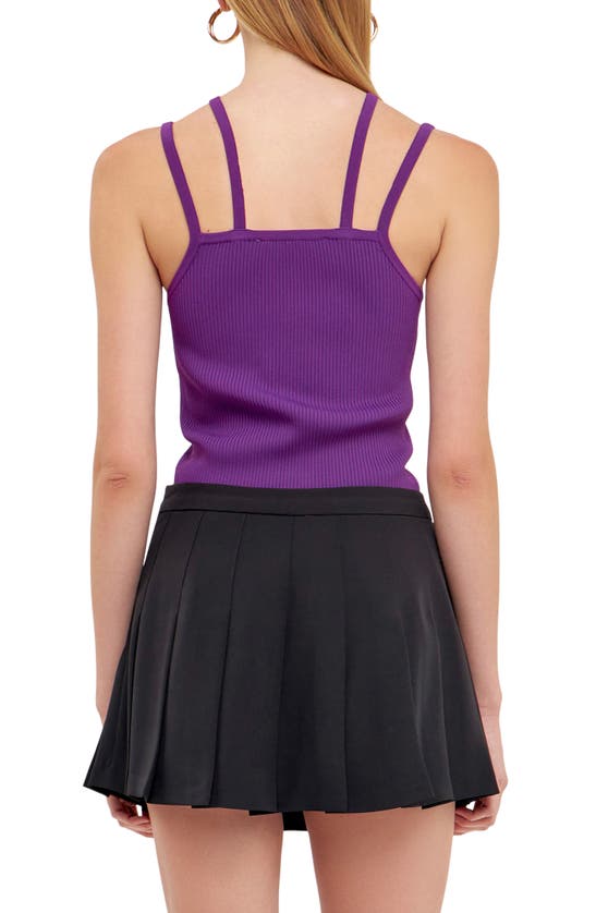 Shop Endless Rose Cross Strap Rib Tank In Purple