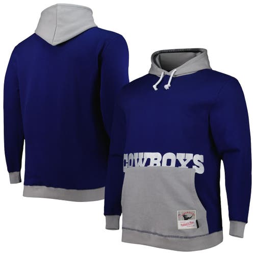 Men's Mitchell & Ness Navy/Silver Dallas Cowboys Big & Tall Big Face Pullover Hoodie
