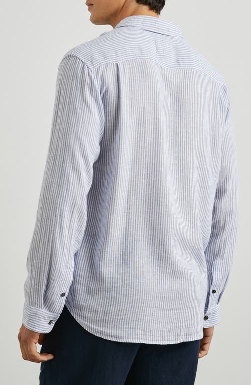 Shop Rails Connor Stripe Linen Blend Button-up Shirt In Denim White Railroad