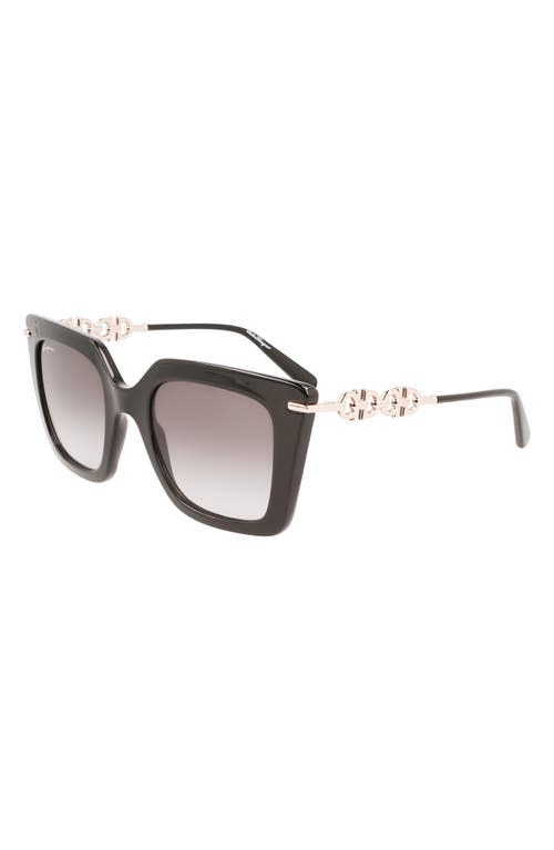 Ferragamo Gancini 51mm Rectangular Sunglasses In Black