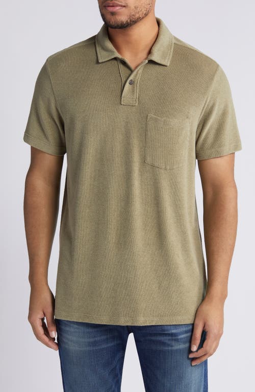 Terry Cloth Polo in Olive Mermaid
