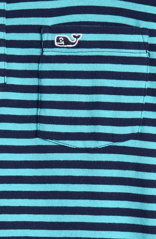 Shop Vineyard Vines Kids' Island Stripe Pocket Polo In Schoon Stp Naut Nvy