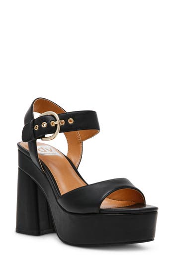 Dolce Vita Wayward Womens Block Heel Man Made Ankle Strap In Black