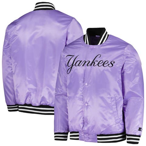 Men's Starter Navy/Cream New York Yankees Vintage Varsity Satin Full-Snap  Jacket