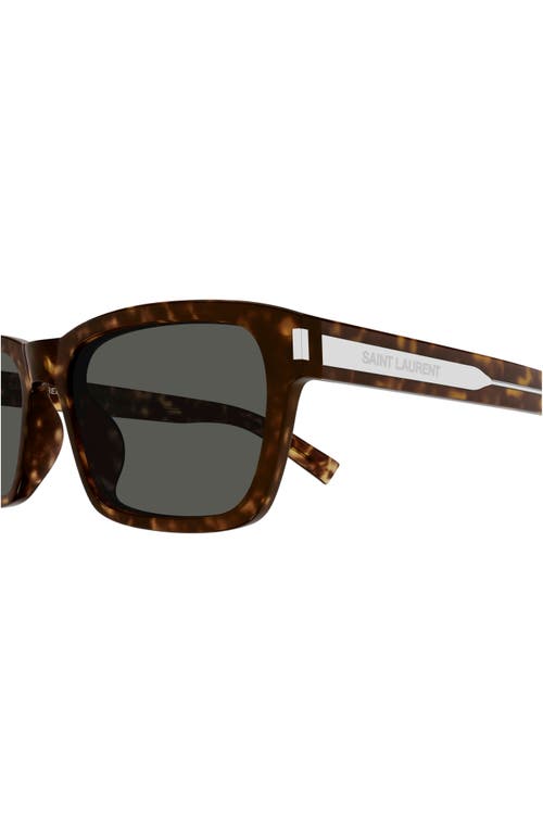 Shop Saint Laurent 57mm Rectangular Sunglasses In Havana