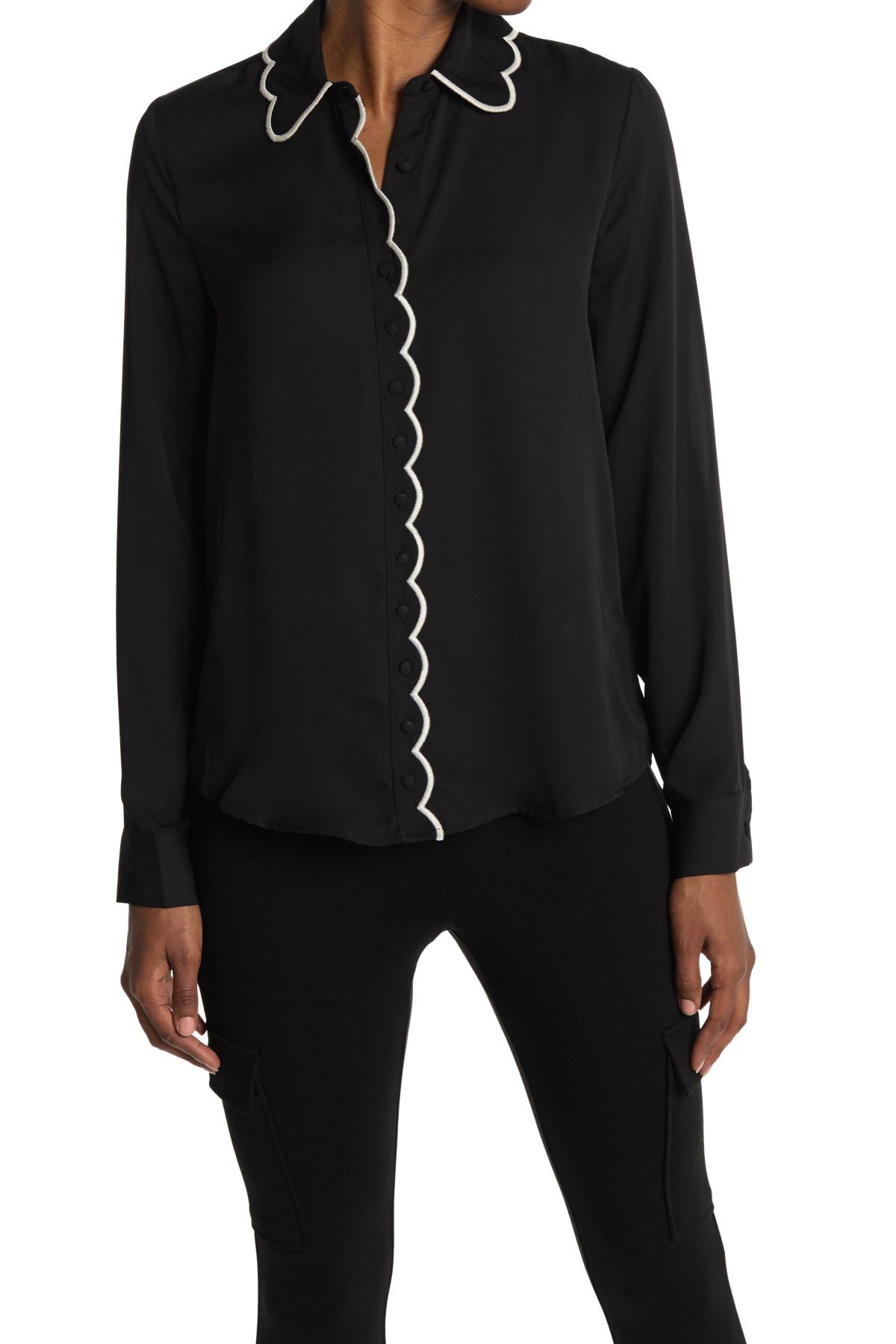 Laundry By Shelli Segal Embroidered Scallop Detail Blouse Nordstrom