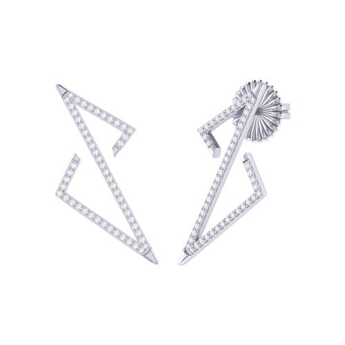Luvmyjewelry Electric Spark Zig Zag Sterling Silver Diamond Earring In Silver