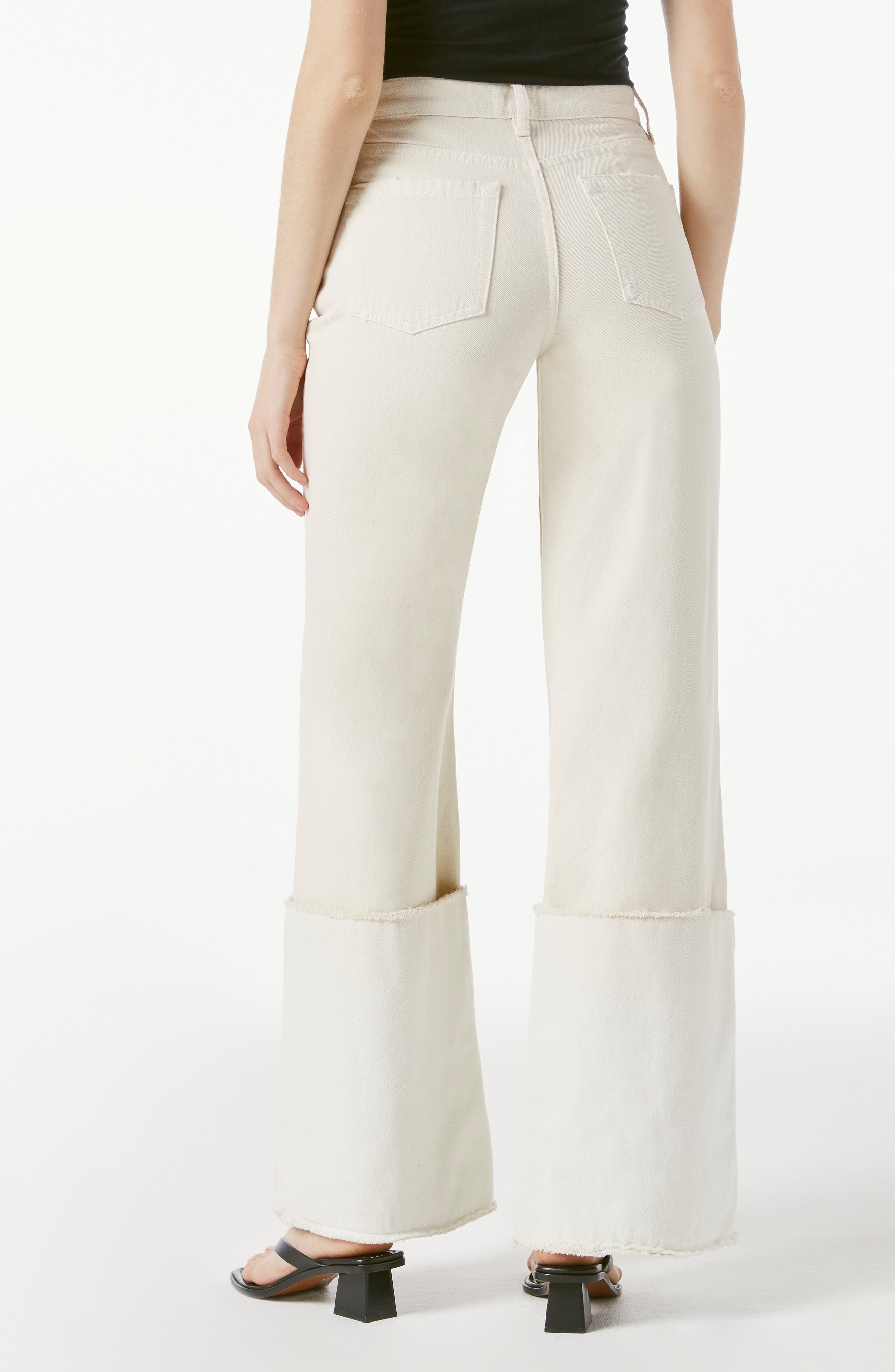 Frame Sailor Cuff Flare Jeans in Vintage White at Nordstrom, Size 24