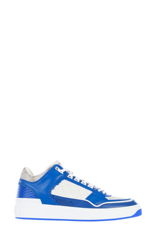 Balmain B-court Low-top Sneakers In Blanc Bleu Electrique | ModeSens