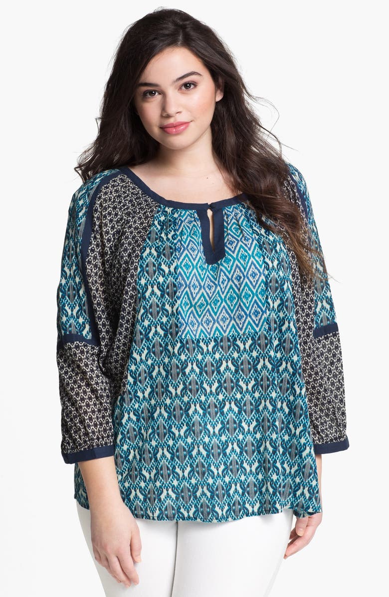 Lucky Brand 'Bali' Geo Print Blouse (Plus Size) | Nordstrom